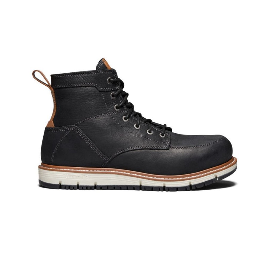 KEEN Work Boots & Shoes | Men'S San Jose 6" Boot (Aluminum Toe) | Black/Caramel Cafe