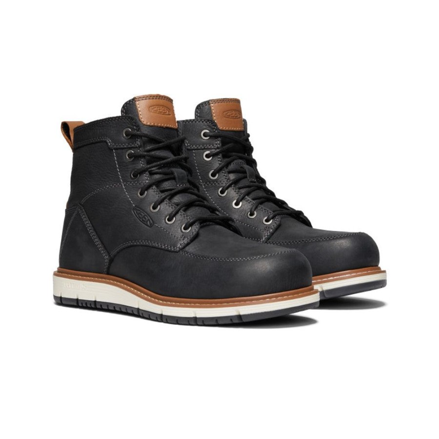 KEEN Work Boots & Shoes | Men'S San Jose 6" Boot (Aluminum Toe) | Black/Caramel Cafe