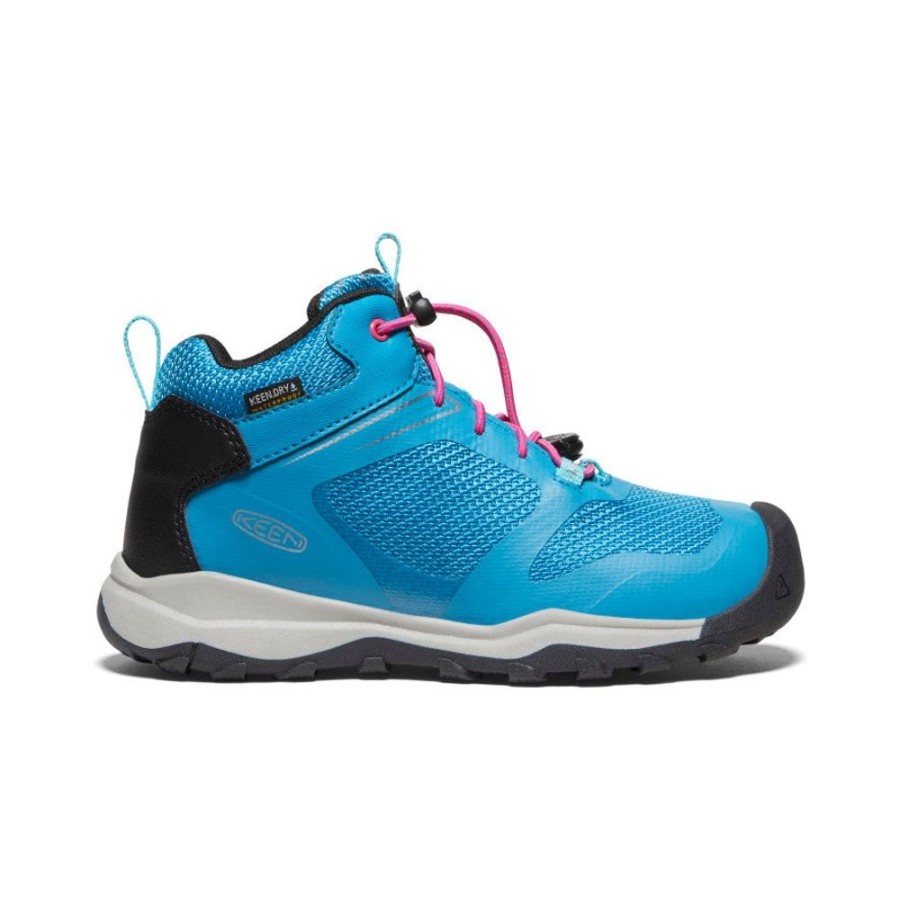 KEEN Boots | Big Kids' Wanduro Waterproof Boot | Fjord Blue/Fuchsia Purple