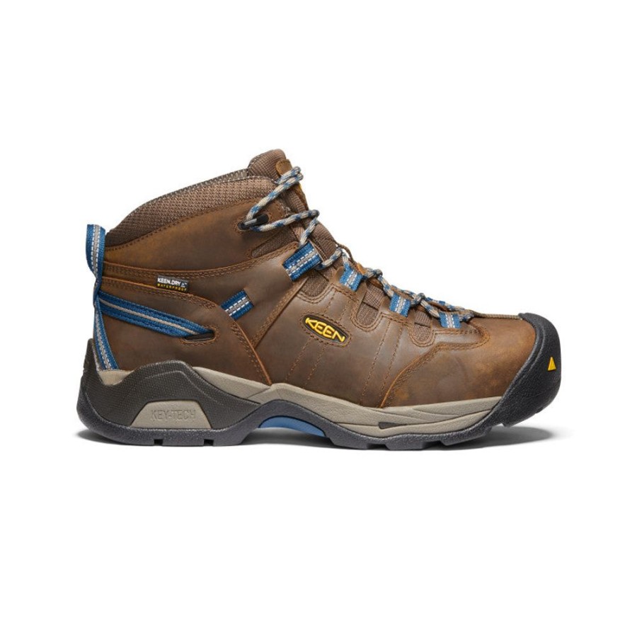 KEEN Work Boots & Shoes | Men'S Detroit Xt Waterproof Boot (Steel Toe) | Cascade Brown/Orion Blue