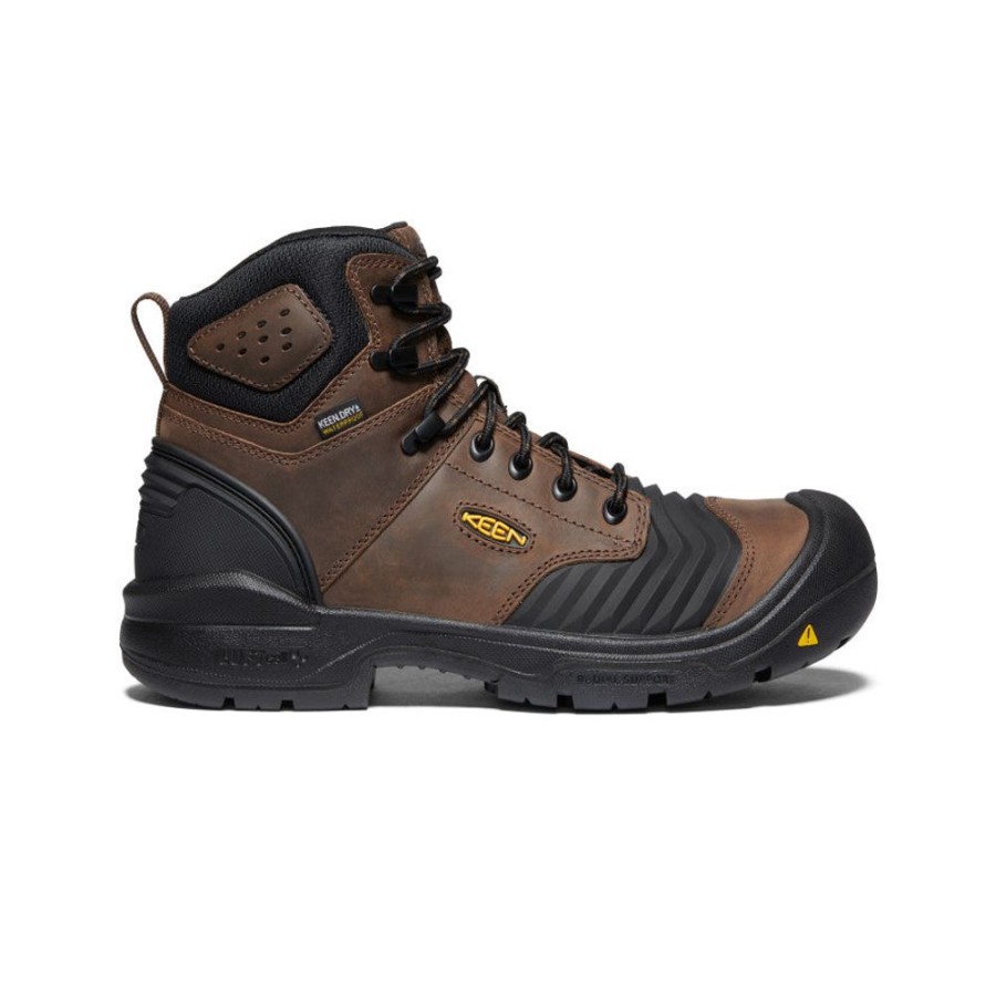 KEEN Work Boots & Shoes | Men'S Portland 6" Waterproof Boot (Carbon-Fiber Toe) | Dark Earth/Black