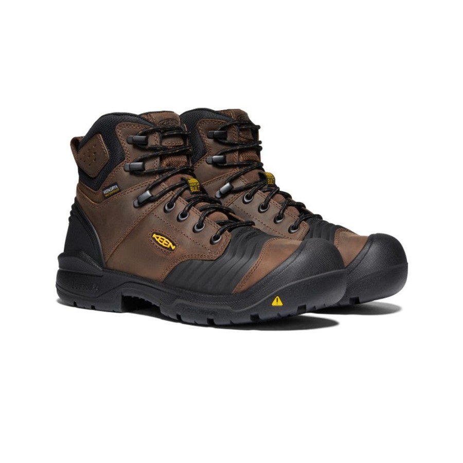 KEEN Work Boots & Shoes | Men'S Portland 6" Waterproof Boot (Carbon-Fiber Toe) | Dark Earth/Black