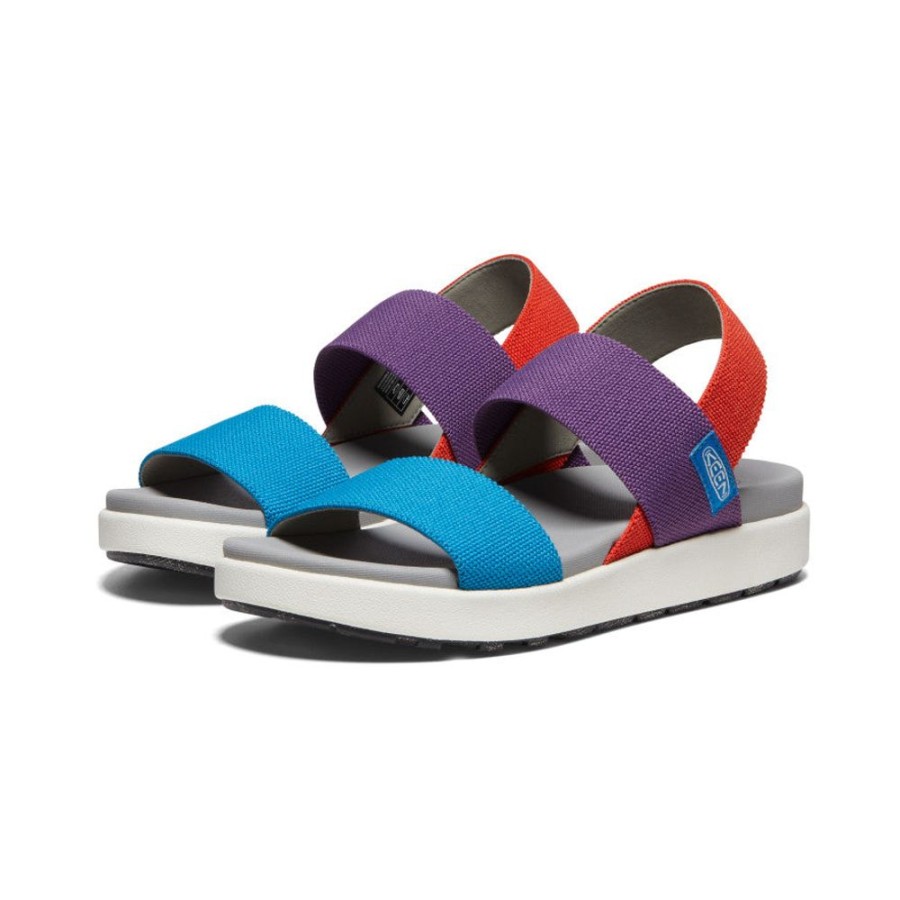 KEEN Sandals | Women'S Elle Backstrap Sandal | Charisma/Red Clay/Fjord Blue Tri-Tone