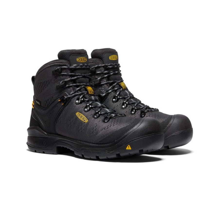 KEEN Work Boots & Shoes | Men'S Dearborn 6" Waterproof Boot (Carbon-Fiber Toe) | Black/Steel Grey