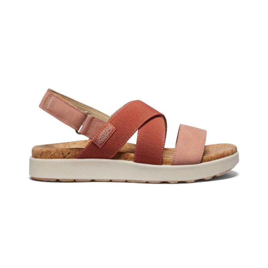 KEEN Sandals | Women'S Elle Criss Cross Sandal | Baked Clay/Cork