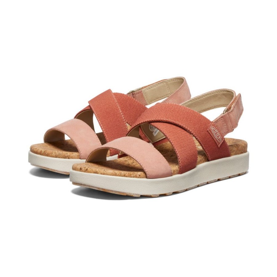 KEEN Sandals | Women'S Elle Criss Cross Sandal | Baked Clay/Cork