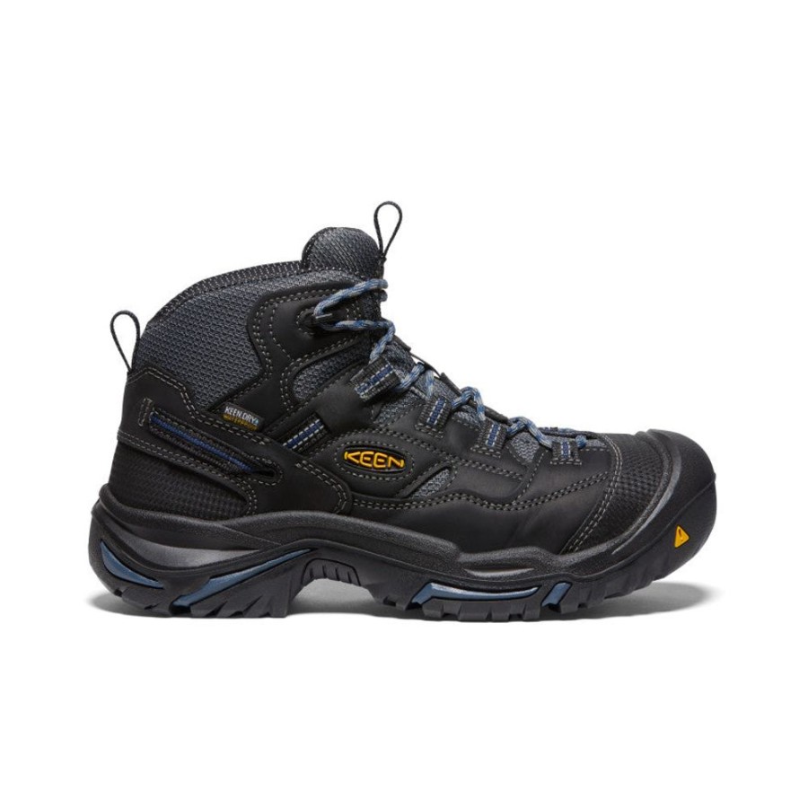 KEEN Work Boots & Shoes | Men'S Braddock Waterproof Mid (Soft Toe) | Raven/Estate Blue