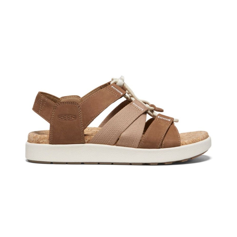 KEEN Sandals | Women'S Elle Mixed Strap Sandal | Toasted Coconut/Birch