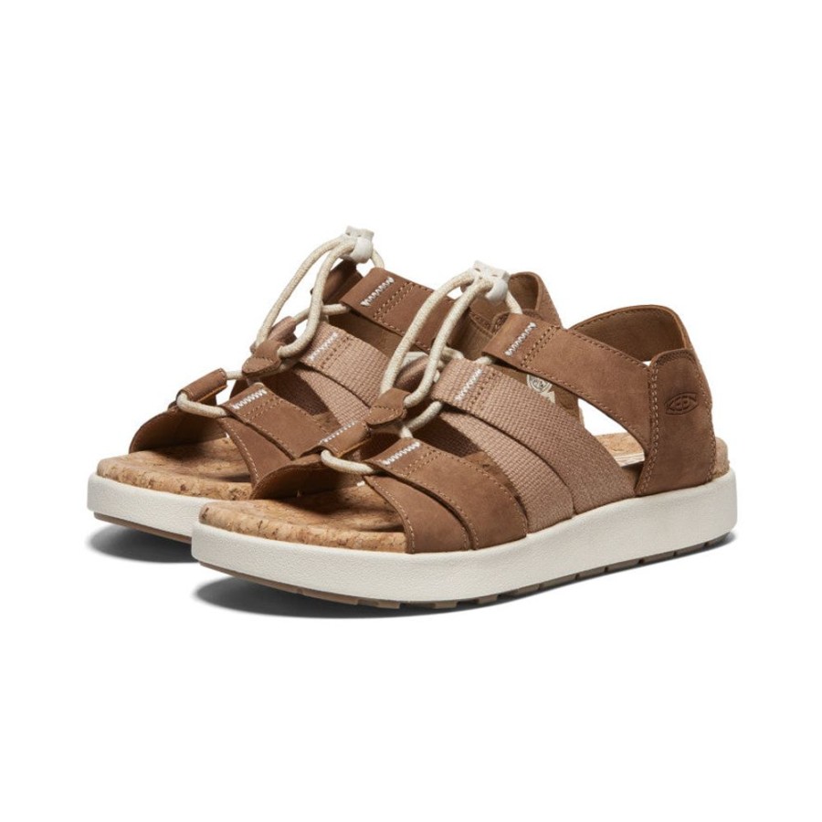 KEEN Sandals | Women'S Elle Mixed Strap Sandal | Toasted Coconut/Birch