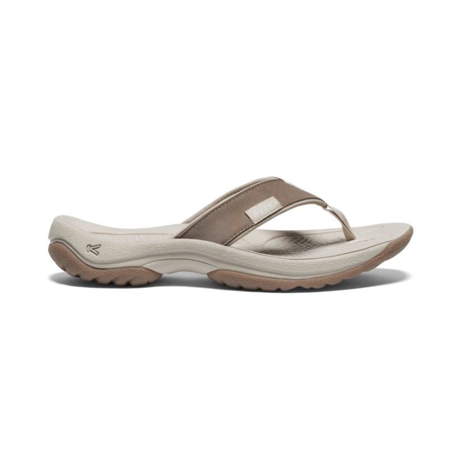 KEEN Slip-Ons | Women'S Kona Leather Flip-Flop | Brindle/Silver Birch