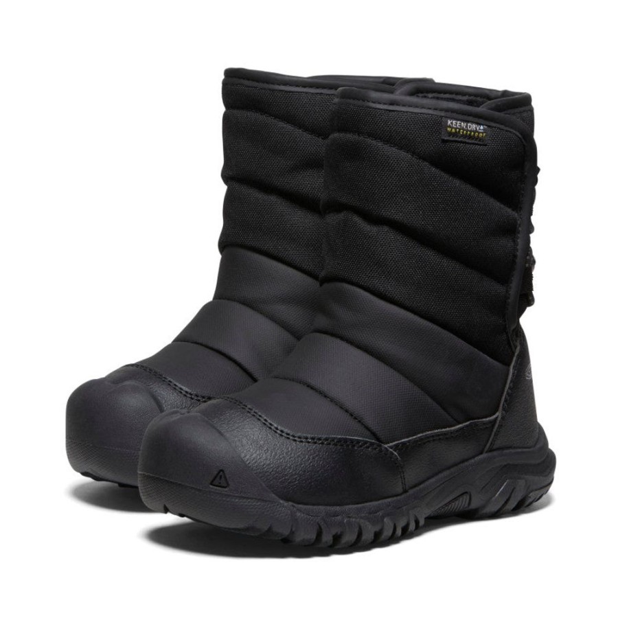 KEEN Boots | Little Kids' Puffrider Waterproof Winter Boot | Black/Steel Grey