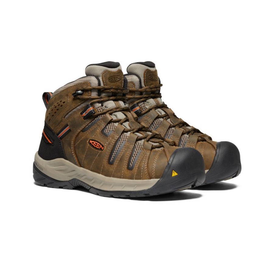 KEEN Work Boots & Shoes | Men'S Flint Ii Boot (Soft Toe) | Cascade Brown/Burnt Ochre