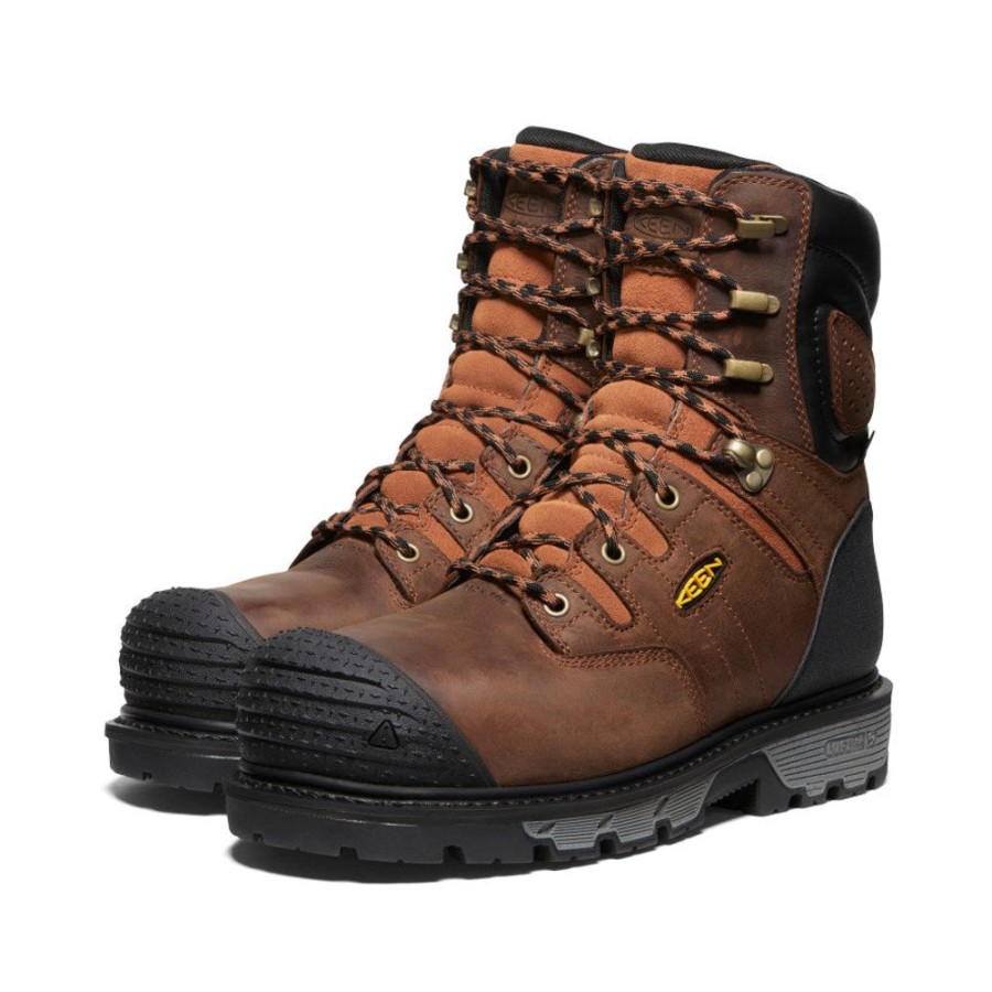 KEEN Work Boots & Shoes | Men'S Camden 8" Insulated Waterproof Boot (Carbon-Fiber Toe) | Leather Brown/Black