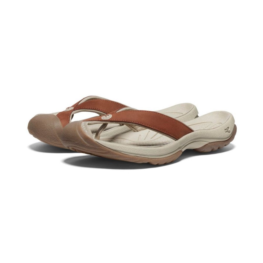 KEEN Slip-Ons | Women'S Waimea Leather Flip-Flop | Sorrel Horse/Plaza Taupe