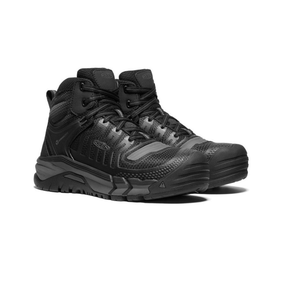 KEEN Work Boots & Shoes | Men'S Kansas City Mid (Carbon-Fiber Toe) | Black/Gun Metal