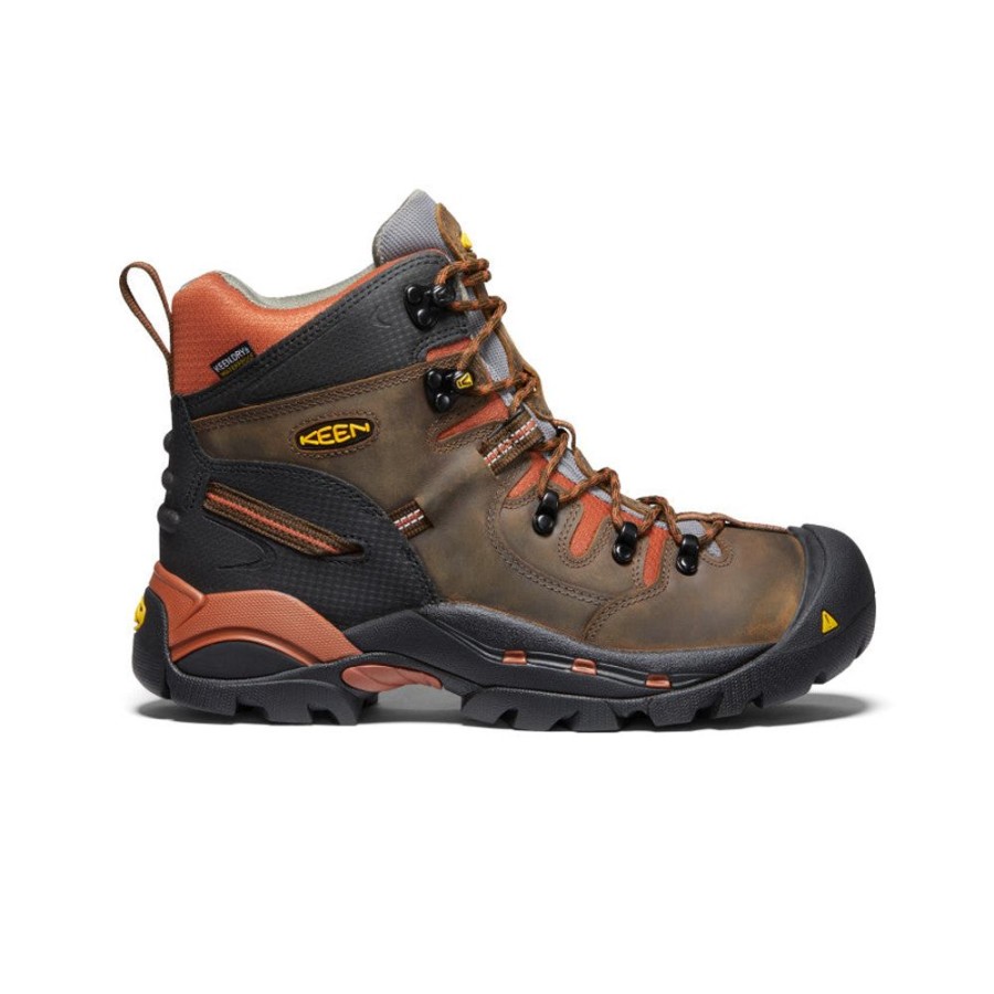 KEEN Work Boots & Shoes | Men'S Pittsburgh 6" Waterproof Boot (Soft Toe) | Cascade Brown/Bombay Brown