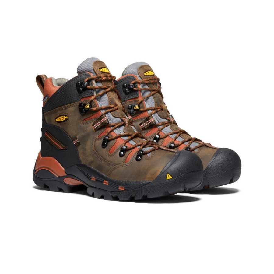 KEEN Work Boots & Shoes | Men'S Pittsburgh 6" Waterproof Boot (Soft Toe) | Cascade Brown/Bombay Brown