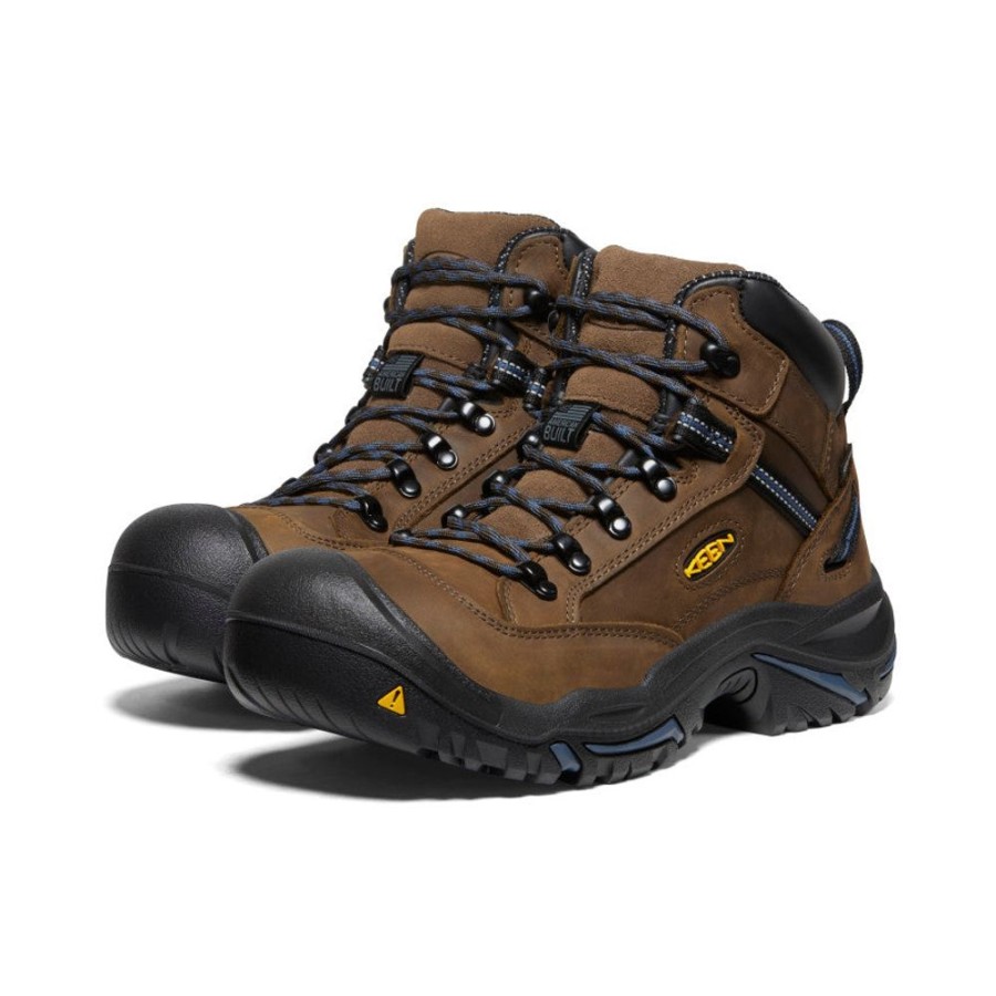 KEEN Work Boots & Shoes | Men'S Braddock Al Waterproof Mid (Steel Toe) | Bison/Ensign Blue