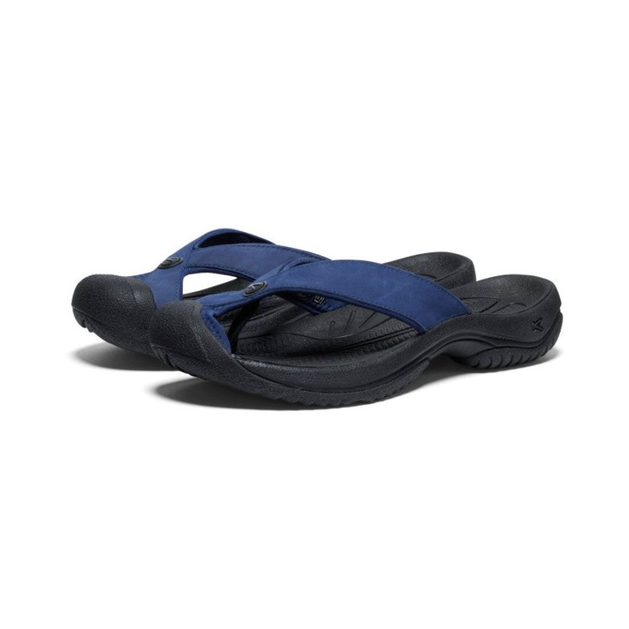 KEEN Slip-Ons | Men'S Waimea Leather Flip-Flop | Naval Academy/Black