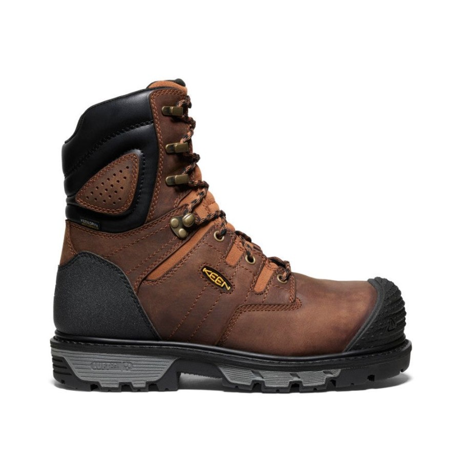 KEEN Work Boots & Shoes | Men'S Camden 8" Waterproof Boot (Carbon-Fiber Toe) | Leather Brown/Black