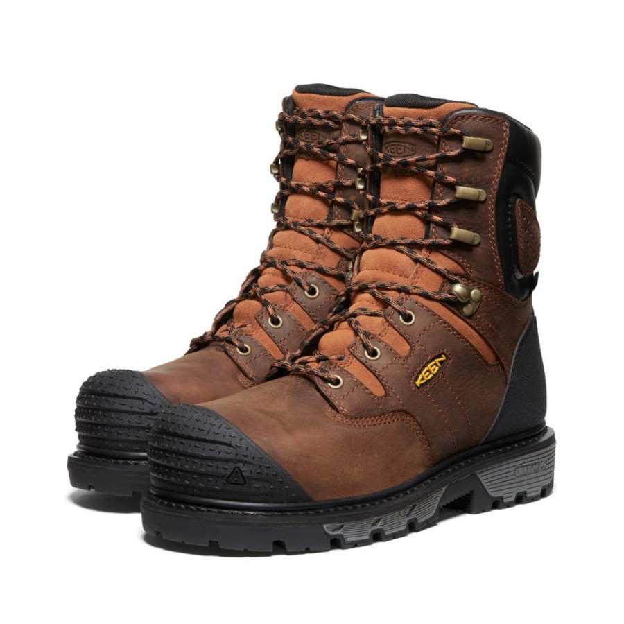 KEEN Work Boots & Shoes | Men'S Camden 8" Waterproof Boot (Carbon-Fiber Toe) | Leather Brown/Black