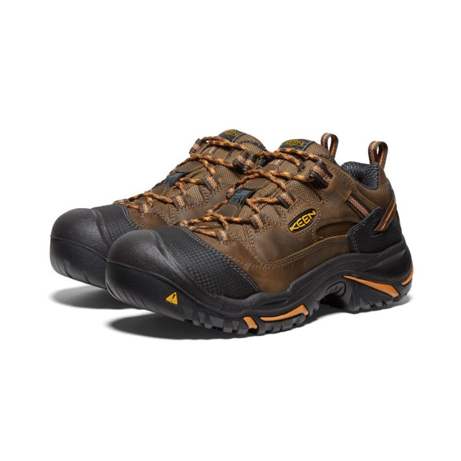 KEEN Work Boots & Shoes | Men'S Braddock Low (Soft Toe) | Cascade/Orange Ochre