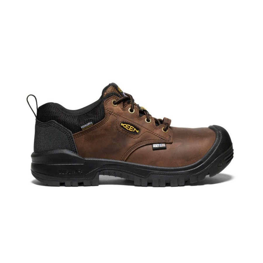 KEEN Work Boots & Shoes | Men'S Independence Oxford Waterproof Shoe (Carbon-Fiber Toe) | Dark Earth/Black