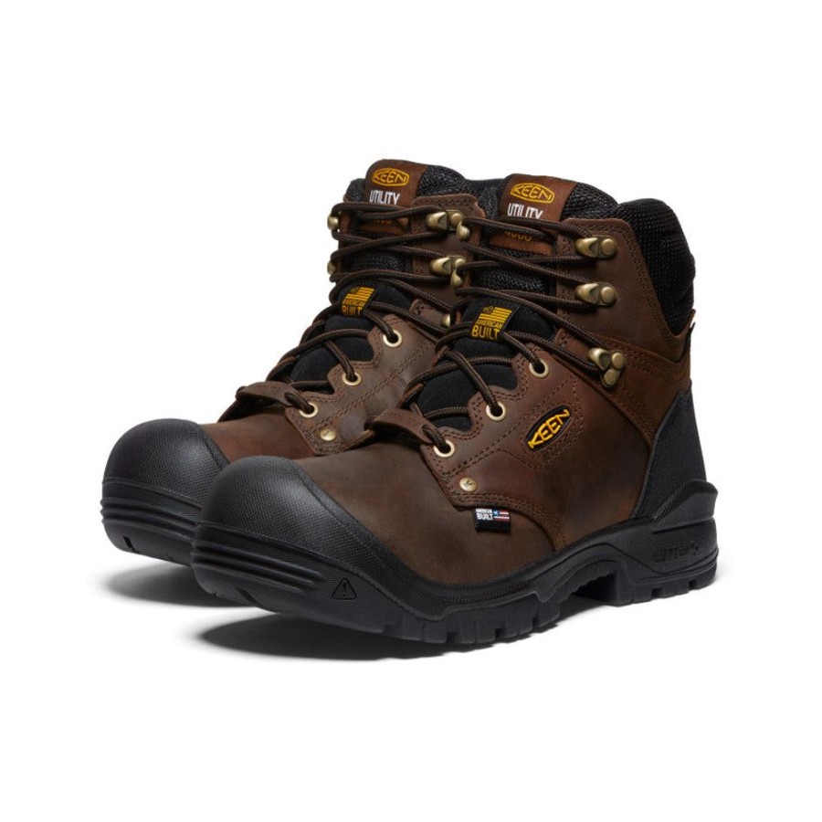 KEEN Work Boots & Shoes | Men'S Independence 6" Insulated Waterproof Boot (Carbon Fiber Toe) | Dark Earth/Black