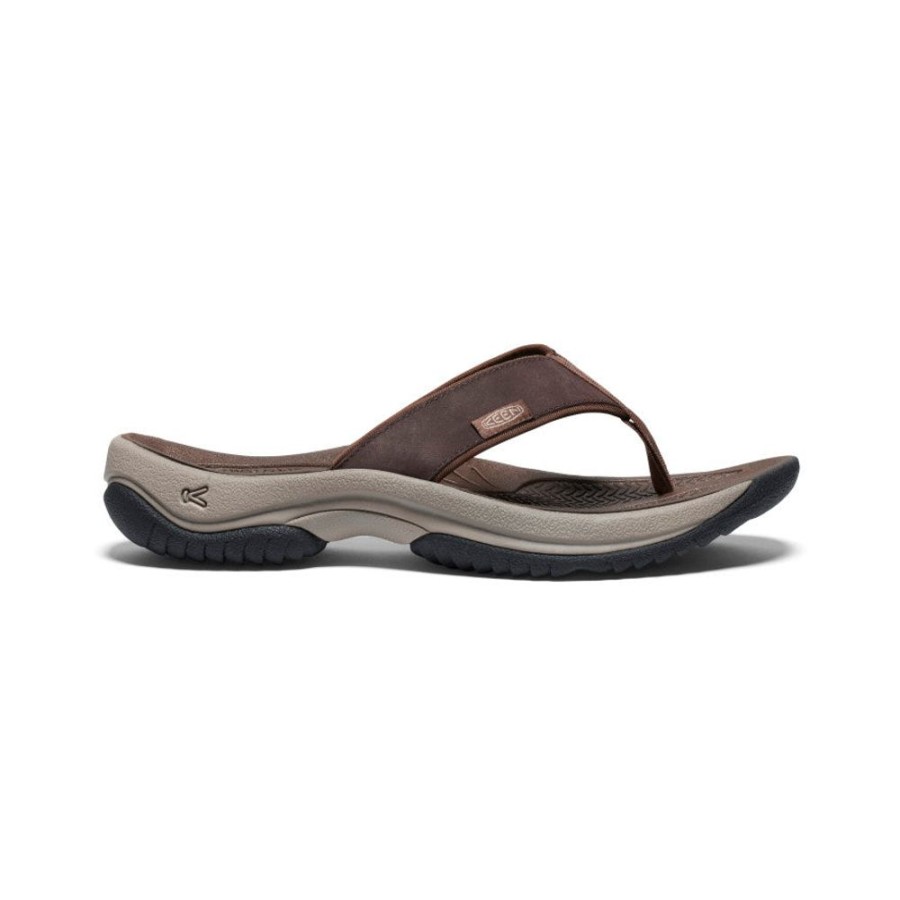 KEEN Slip-Ons | Men'S Kona Leather Flip-Flop | Java/Dark Earth