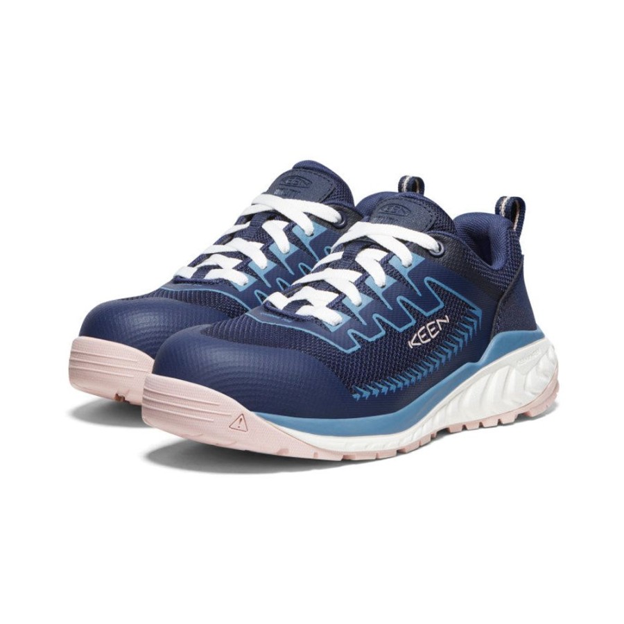 KEEN Work Boots & Shoes | Women'S Arvada Work Sneaker (Carbon-Fiber Toe) | Naval Academy/Peach Whip