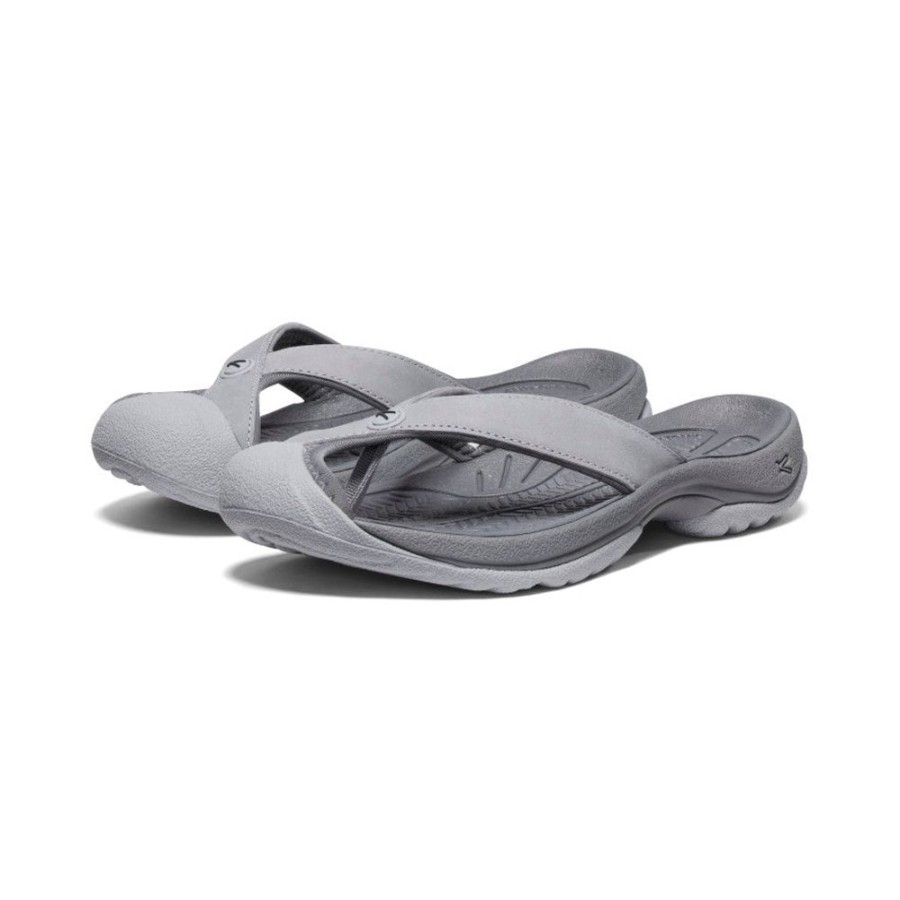 KEEN Slip-Ons | Women'S Waimea Leather Flip-Flop | Alloy/Black