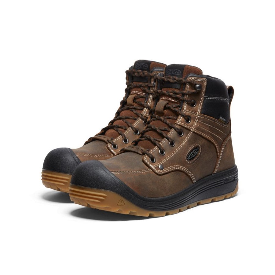 KEEN Work Boots & Shoes | Men'S Fort Wayne 6" Waterproof (Carbon-Fiber Toe) | Dark Earth/Gum