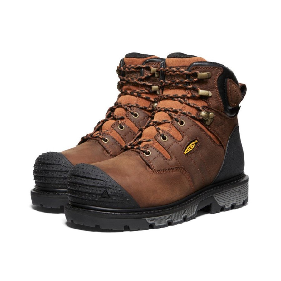 KEEN Work Boots & Shoes | Men'S Camden 6" Waterproof Boot (Carbon-Fiber Toe) | Leather Brown/Black