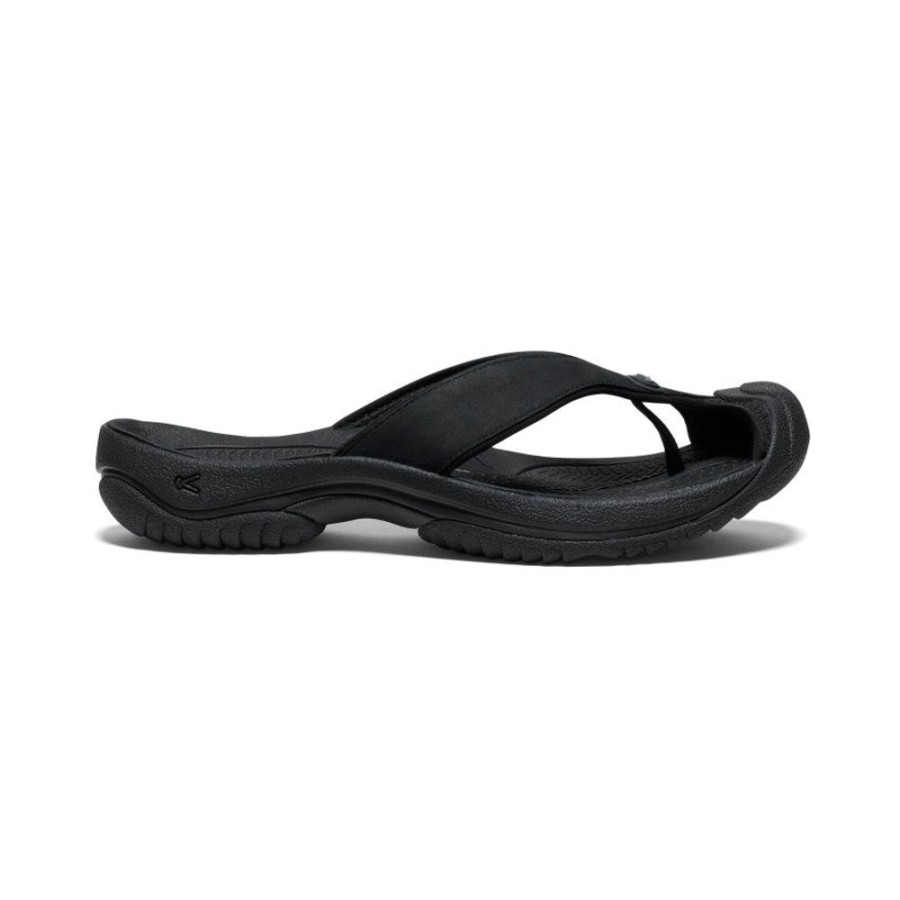 KEEN Slip-Ons | Men'S Waimea Leather Flip-Flop | Black/Black