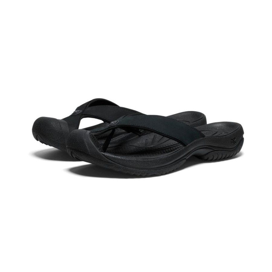 KEEN Slip-Ons | Men'S Waimea Leather Flip-Flop | Black/Black