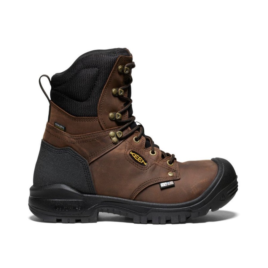 KEEN Work Boots & Shoes | Men'S Independence 8" Waterproof Boot (Soft Toe) | Dark Earth/Black