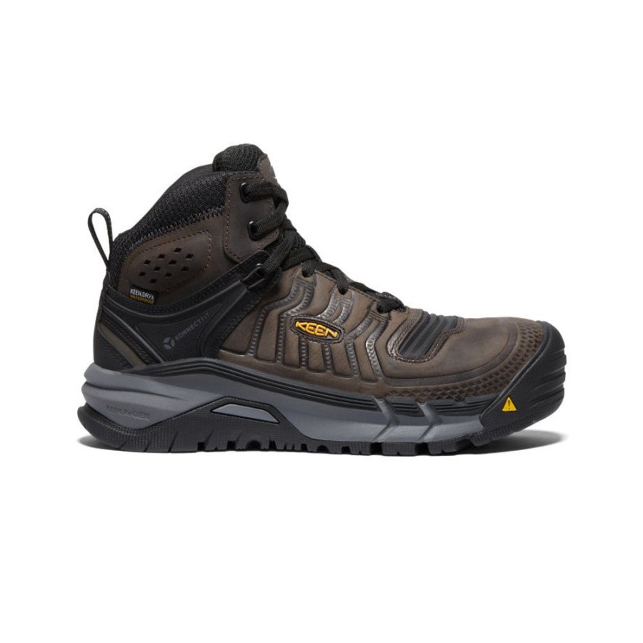 KEEN Work Boots & Shoes | Men'S Kansas City+ Waterproof Mid (Carbon-Fiber Toe) | Coffee Bean/Black