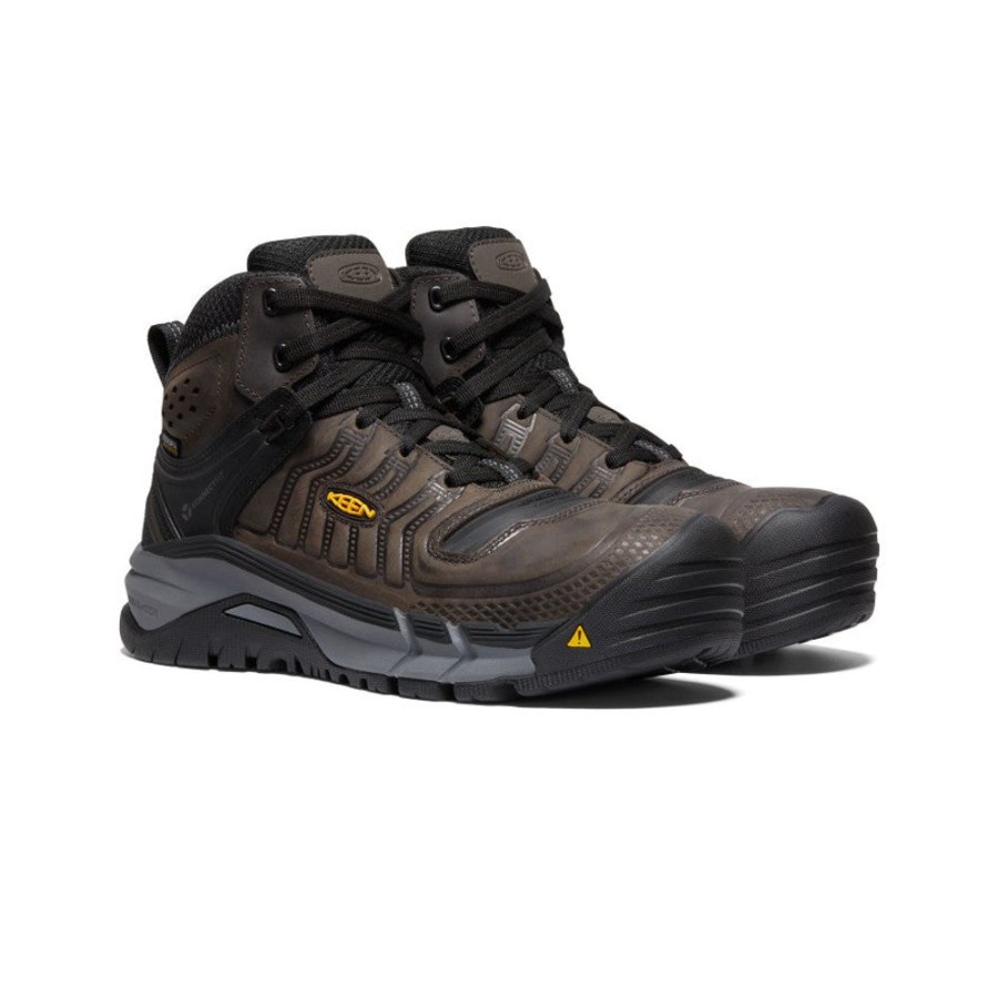 KEEN Work Boots & Shoes | Men'S Kansas City+ Waterproof Mid (Carbon-Fiber Toe) | Coffee Bean/Black