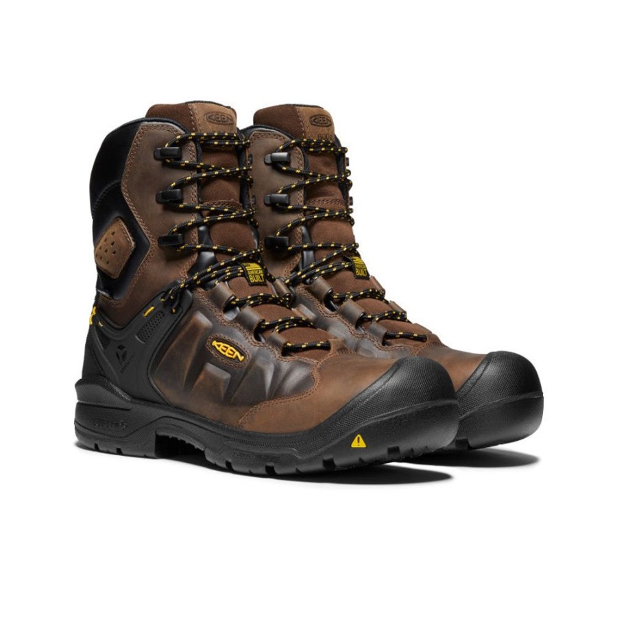 KEEN Work Boots & Shoes | Men'S Dover 8" Insulated Waterproof Boot (Carbon-Fiber Toe) | Dark Earth/Black