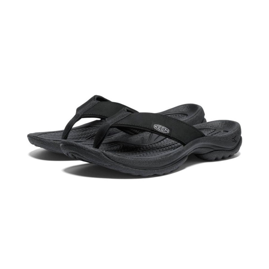 KEEN Slip-Ons | Women'S Kona Leather Flip-Flop | Black/Vapor