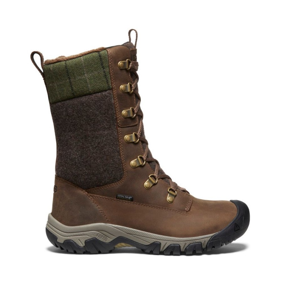 KEEN Boots | Women'S Greta Tall Waterproof Boot | Dark Earth/Green Plaid