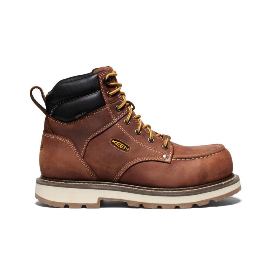 KEEN Work Boots & Shoes | Men'S Cincinnati 6" Waterproof 90° Heel Boot (Carbon-Fiber Toe) | Tuscan Red/Sandshell