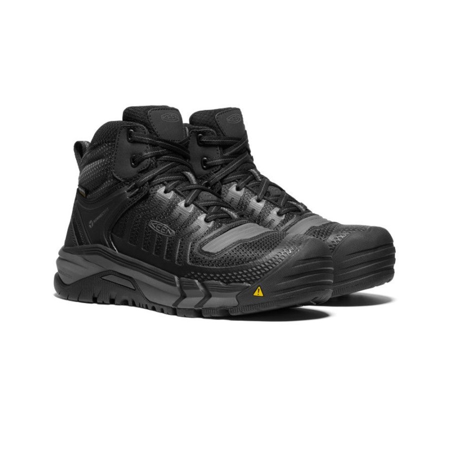 KEEN Work Boots & Shoes | Men'S Kansas City Waterproof Mid (Carbon-Fiber Toe) | Black/Gun Metal