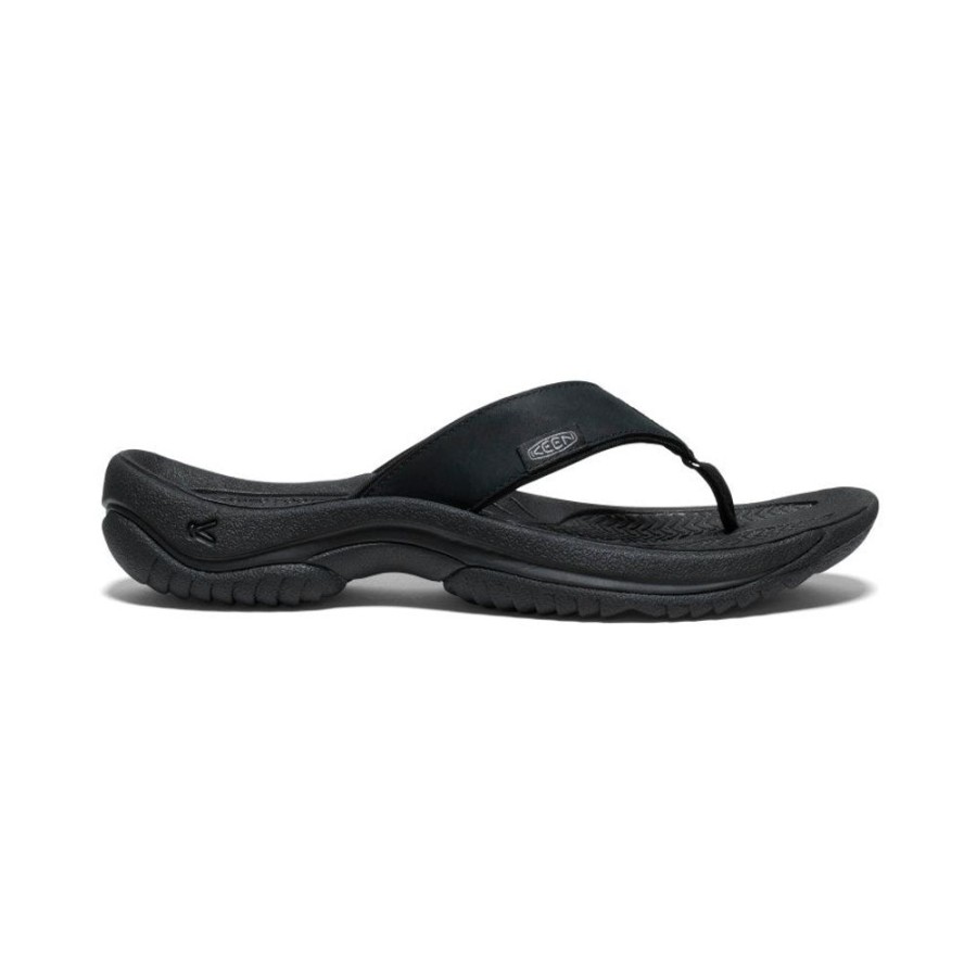 KEEN Slip-Ons | Men'S Kona Leather Flip-Flop | Black/Steel Grey