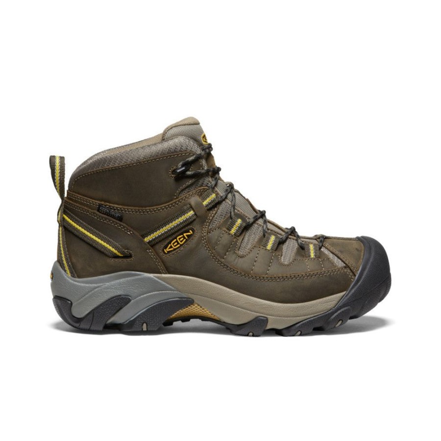 KEEN Boots | Men'S Targhee Ii Mid Waterproof Hiking Boots | Black Olive/Yellow