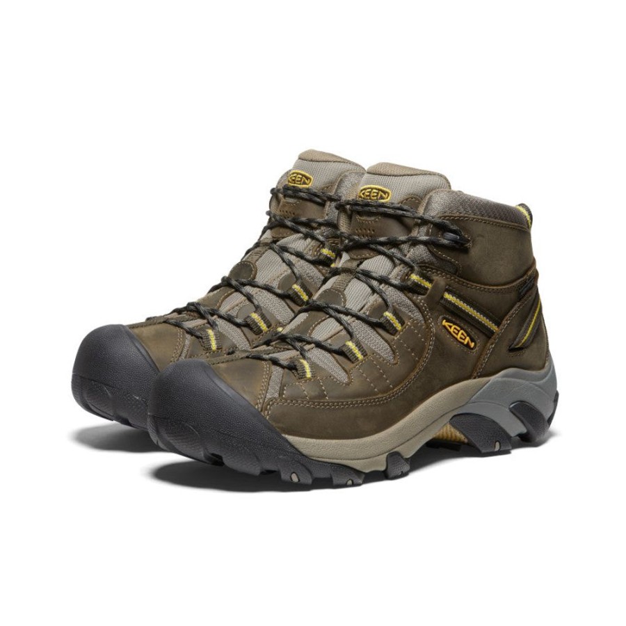 KEEN Boots | Men'S Targhee Ii Mid Waterproof Hiking Boots | Black Olive/Yellow