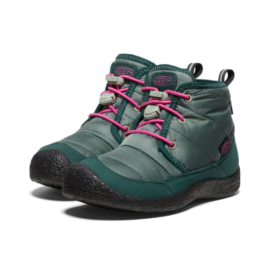 KEEN Boots | Big Kids' Howser Ii Waterproof Chukka | Dark Forest/Fuchsia Purple