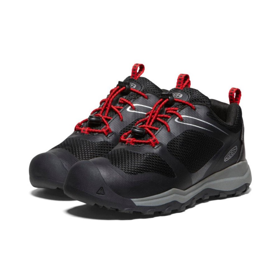 KEEN Shoes | Big Kids' Wanduro Waterproof Shoe | Black/Ribbon Red