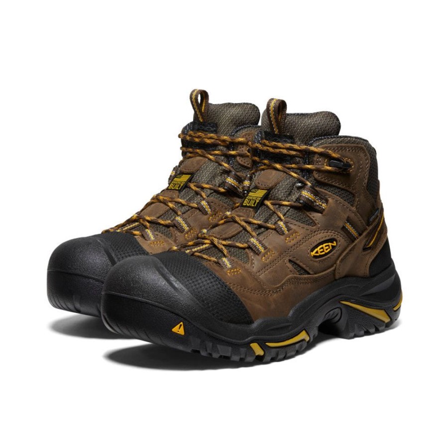 KEEN Work Boots & Shoes | Men'S Braddock Waterproof Mid (Soft Toe) | Cascade Brown/Tawny Olive