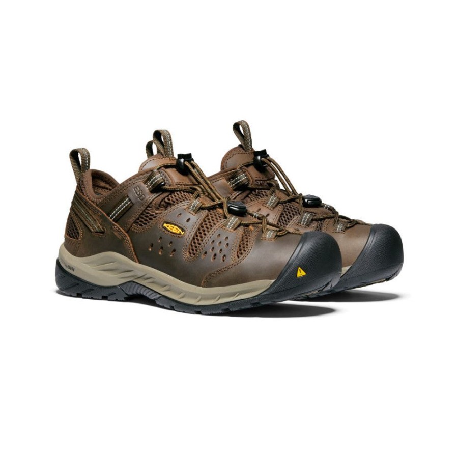 KEEN Work Boots & Shoes | Men'S Atlanta Cool Ii Esd (Soft Toe) | Cascade Brown/Forest Night